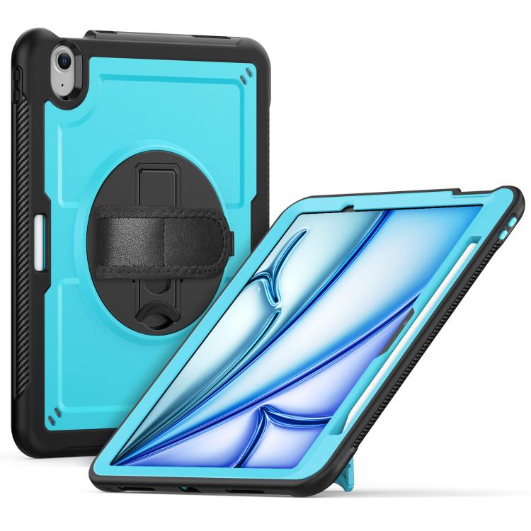 For iPad Air 11 2025 / 2024 Honeycomb Hand Grip Turntable Stand Tablet Case(Light Blue) - iPad Air 11 2025 / 2024 Cases by buy2fix | Online Shopping UK | buy2fix