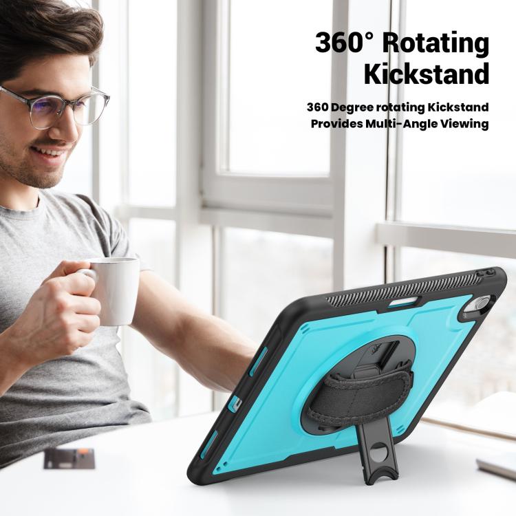 For iPad Air 11 2025 / 2024 Honeycomb Hand Grip Turntable Stand Tablet Case(Light Blue) - iPad Air 11 2025 / 2024 Cases by buy2fix | Online Shopping UK | buy2fix