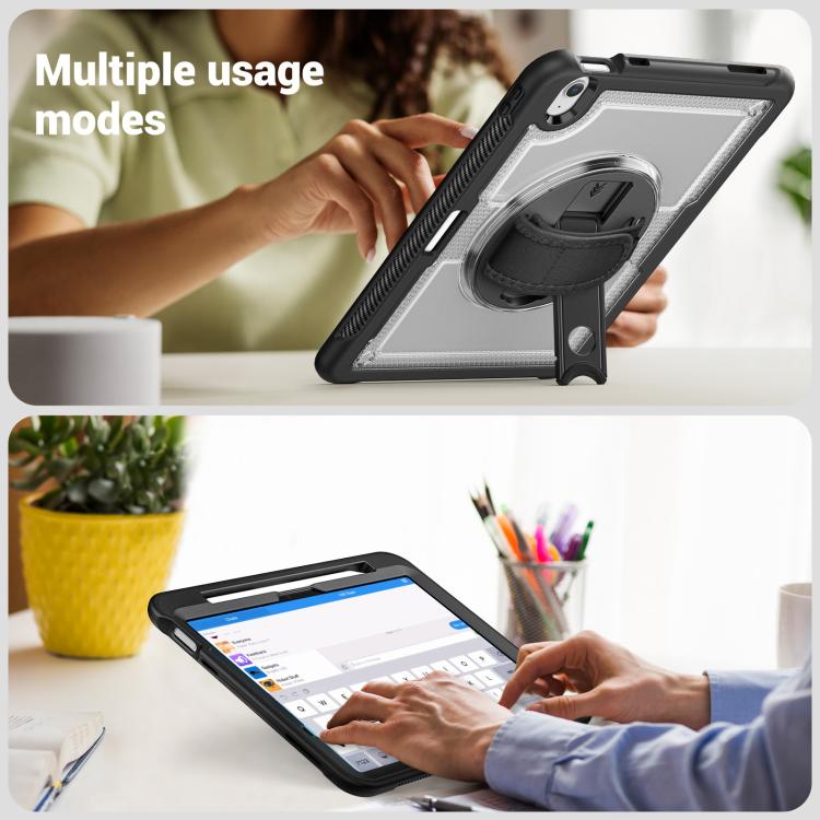 For iPad Air 11 2025 / 2024 Honeycomb Hand Grip Turntable Stand Tablet Case(Transparent) - iPad Air 11 2025 / 2024 Cases by buy2fix | Online Shopping UK | buy2fix