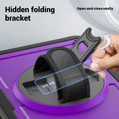 For iPad Air 11 2025 / 2024 Honeycomb Hand Grip Turntable Stand Tablet Case(Purple) - iPad Air 11 2025 / 2024 Cases by buy2fix | Online Shopping UK | buy2fix