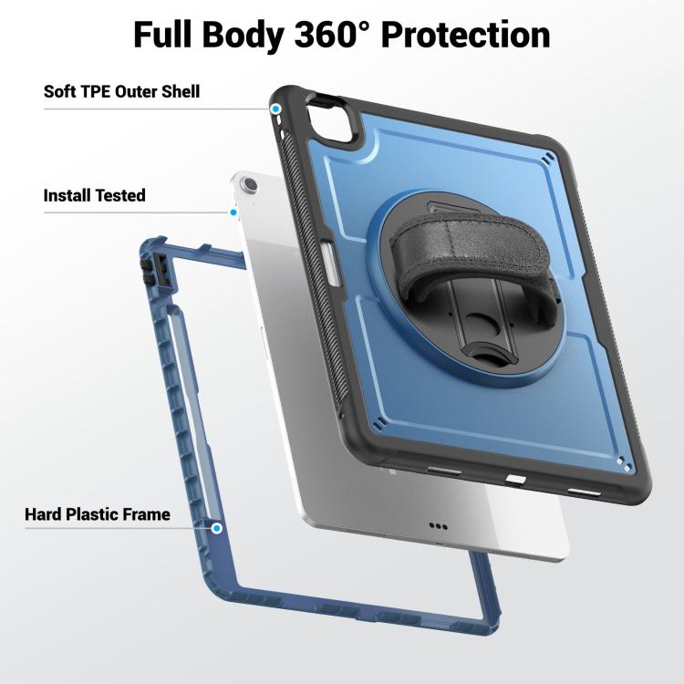 For iPad Air 13 2025 / 2024 Honeycomb Hand Grip Turntable Stand Tablet Case(Navy Blue) - iPad Air 13 2025 / 2024 Cases by buy2fix | Online Shopping UK | buy2fix