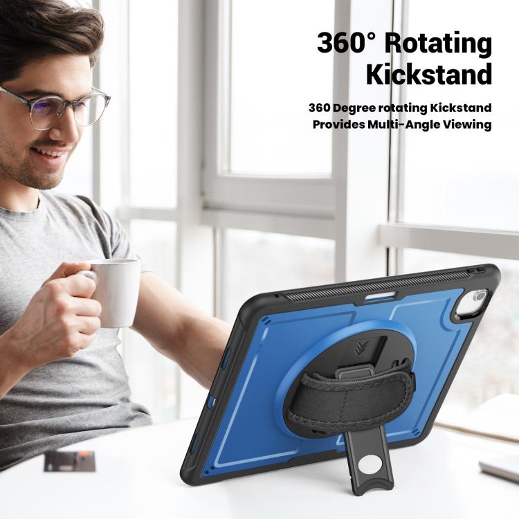 For iPad Air 13 2025 / 2024 Honeycomb Hand Grip Turntable Stand Tablet Case(Navy Blue) - iPad Air 13 2025 / 2024 Cases by buy2fix | Online Shopping UK | buy2fix