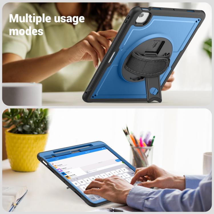 For iPad Air 13 2025 / 2024 Honeycomb Hand Grip Turntable Stand Tablet Case(Navy Blue) - iPad Air 13 2025 / 2024 Cases by buy2fix | Online Shopping UK | buy2fix