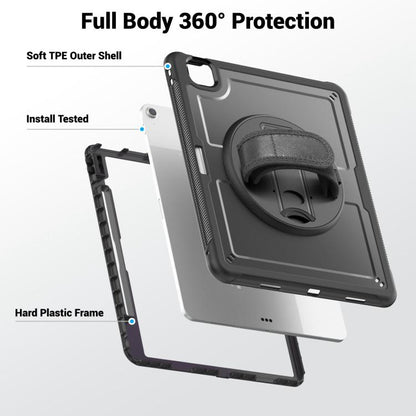 For iPad Air 13 2025 / 2024 Honeycomb Hand Grip Turntable Stand Tablet Case(Black) - iPad Air 13 2025 / 2024 Cases by buy2fix | Online Shopping UK | buy2fix