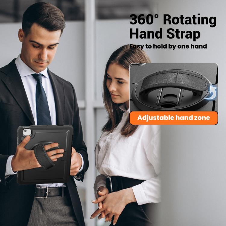 For iPad Air 13 2025 / 2024 Honeycomb Hand Grip Turntable Stand Tablet Case(Black) - iPad Air 13 2025 / 2024 Cases by buy2fix | Online Shopping UK | buy2fix