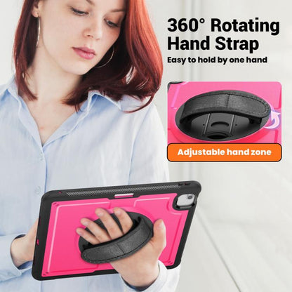 For iPad Air 13 2025 / 2024 Honeycomb Hand Grip Turntable Stand Tablet Case(Rose Red) - iPad Air 13 2025 / 2024 Cases by buy2fix | Online Shopping UK | buy2fix