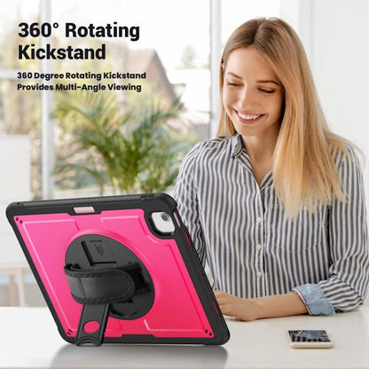 For iPad Air 13 2025 / 2024 Honeycomb Hand Grip Turntable Stand Tablet Case(Rose Red) - iPad Air 13 2025 / 2024 Cases by buy2fix | Online Shopping UK | buy2fix