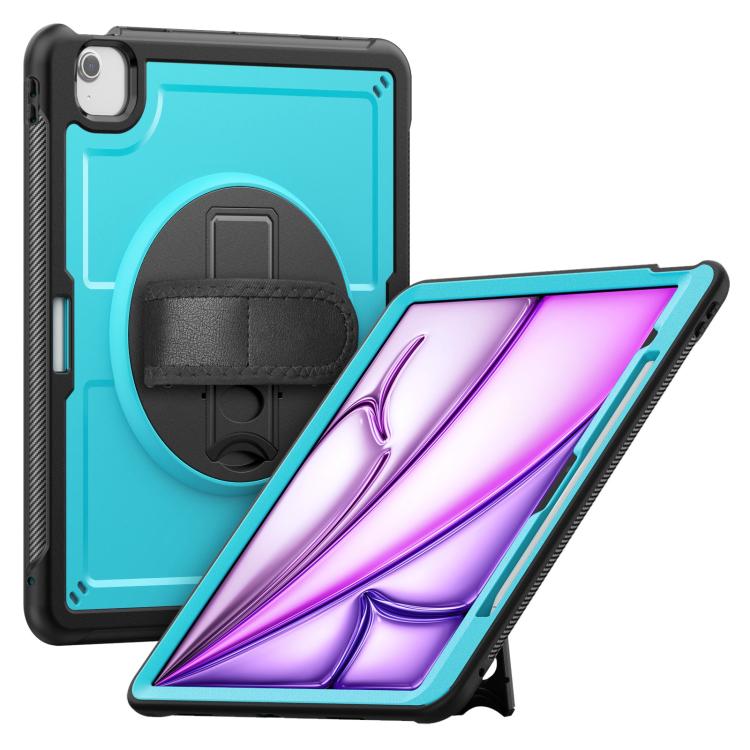 For iPad Air 13 2025 / 2024 Honeycomb Hand Grip Turntable Stand Tablet Case(Light Blue) - iPad Air 13 2025 / 2024 Cases by buy2fix | Online Shopping UK | buy2fix
