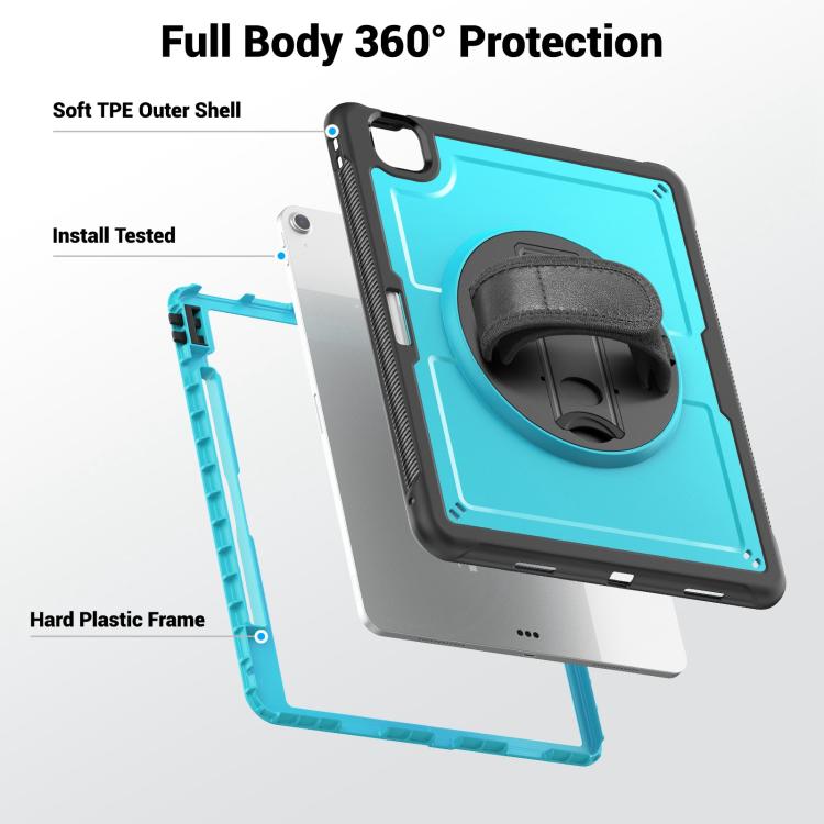 For iPad Air 13 2025 / 2024 Honeycomb Hand Grip Turntable Stand Tablet Case(Light Blue) - iPad Air 13 2025 / 2024 Cases by buy2fix | Online Shopping UK | buy2fix