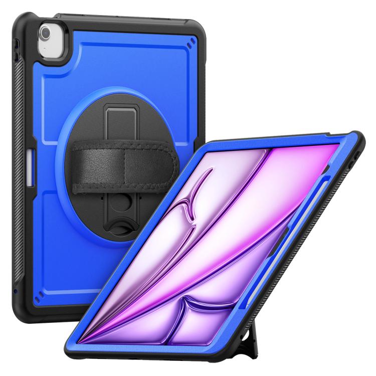 For iPad Air 13 2025 / 2024 Honeycomb Hand Grip Turntable Stand Tablet Case(Dark Blue) - iPad Air 13 2025 / 2024 Cases by buy2fix | Online Shopping UK | buy2fix