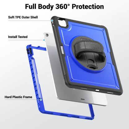 For iPad Air 13 2025 / 2024 Honeycomb Hand Grip Turntable Stand Tablet Case(Dark Blue) - iPad Air 13 2025 / 2024 Cases by buy2fix | Online Shopping UK | buy2fix