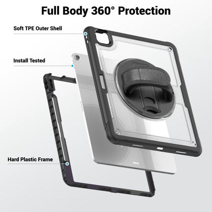 For iPad Air 13 2025 / 2024 Honeycomb Hand Grip Turntable Stand Tablet Case(Transparent) - iPad Air 13 2025 / 2024 Cases by buy2fix | Online Shopping UK | buy2fix