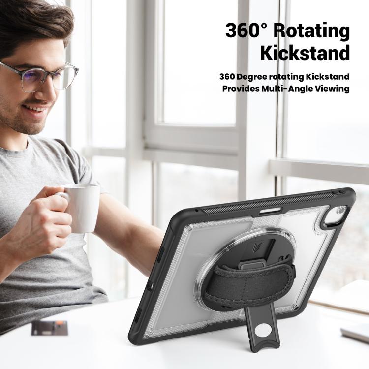 For iPad Air 13 2025 / 2024 Honeycomb Hand Grip Turntable Stand Tablet Case(Transparent) - iPad Air 13 2025 / 2024 Cases by buy2fix | Online Shopping UK | buy2fix