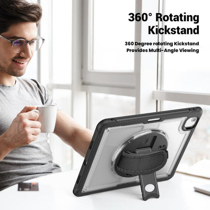 For iPad Air 13 2025 / 2024 Honeycomb Hand Grip Turntable Stand Tablet Case(Transparent) - iPad Air 13 2025 / 2024 Cases by buy2fix | Online Shopping UK | buy2fix