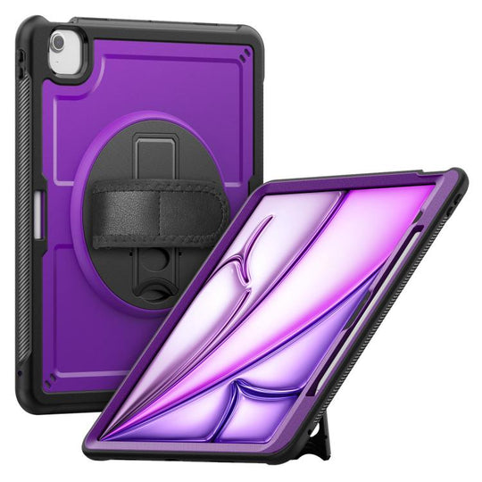 For iPad Air 13 2026 / 2025 / 2024 Honeycomb Hand Grip Turntable Stand Tablet Case(Purple)