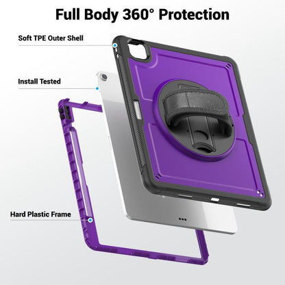 For iPad Air 13 2025 / 2024 Honeycomb Hand Grip Turntable Stand Tablet Case(Purple) - iPad Air 13 2025 / 2024 Cases by buy2fix | Online Shopping UK | buy2fix
