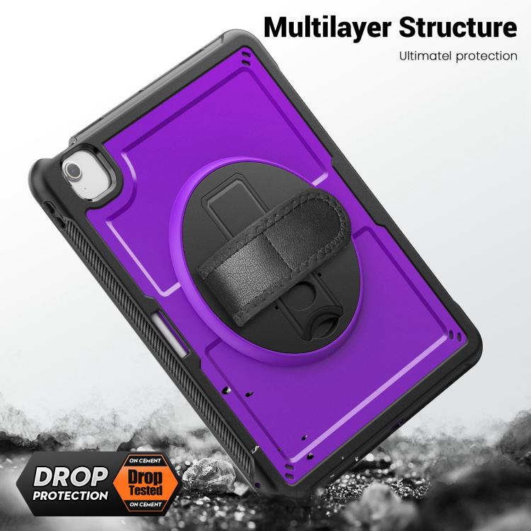 For iPad Air 13 2025 / 2024 Honeycomb Hand Grip Turntable Stand Tablet Case(Purple) - iPad Air 13 2025 / 2024 Cases by buy2fix | Online Shopping UK | buy2fix