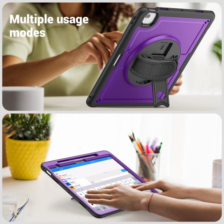 For iPad Air 13 2025 / 2024 Honeycomb Hand Grip Turntable Stand Tablet Case(Purple) - iPad Air 13 2025 / 2024 Cases by buy2fix | Online Shopping UK | buy2fix