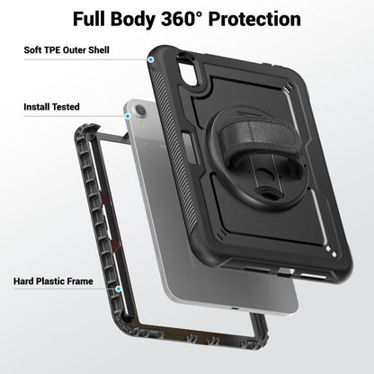 For iPad mini 2024 / mini 6 Honeycomb Hand Grip Turntable Stand Tablet Case(Black) - iPad mini 2024 Cases by buy2fix | Online Shopping UK | buy2fix