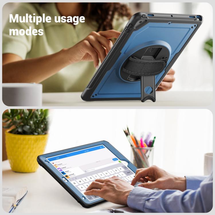 For iPad 10.2 2021 / 2020 / 10.5 2019 Honeycomb Hand Grip Turntable Stand Tablet Case(Navy Blue) - iPad 10.2 Cases by buy2fix | Online Shopping UK | buy2fix