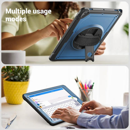 For iPad 10.2 2021 / 2020 / 10.5 2019 Honeycomb Hand Grip Turntable Stand Tablet Case(Navy Blue) - iPad 10.2 Cases by buy2fix | Online Shopping UK | buy2fix