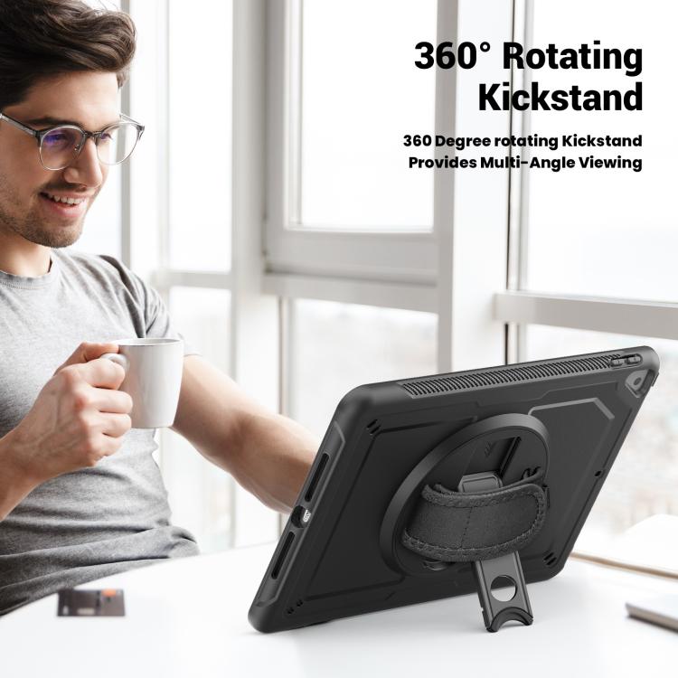 For iPad 10.2 2021 / 2020 / 10.5 2019 Honeycomb Hand Grip Turntable Stand Tablet Case(Black) - iPad 10.2 Cases by buy2fix | Online Shopping UK | buy2fix