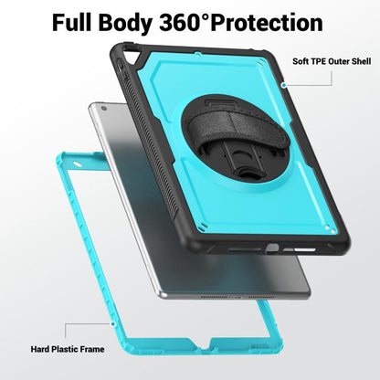 For iPad 10.2 2021 / 2020 / 10.5 2019 Honeycomb Hand Grip Turntable Stand Tablet Case(Light Blue) - iPad 10.2 Cases by buy2fix | Online Shopping UK | buy2fix