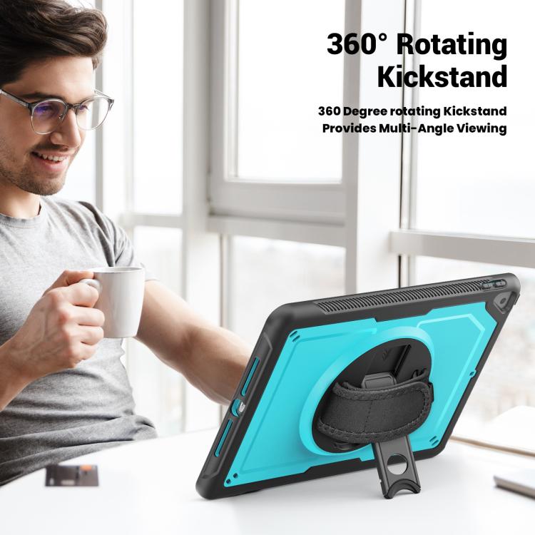 For iPad 10.2 2021 / 2020 / 10.5 2019 Honeycomb Hand Grip Turntable Stand Tablet Case(Light Blue) - iPad 10.2 Cases by buy2fix | Online Shopping UK | buy2fix