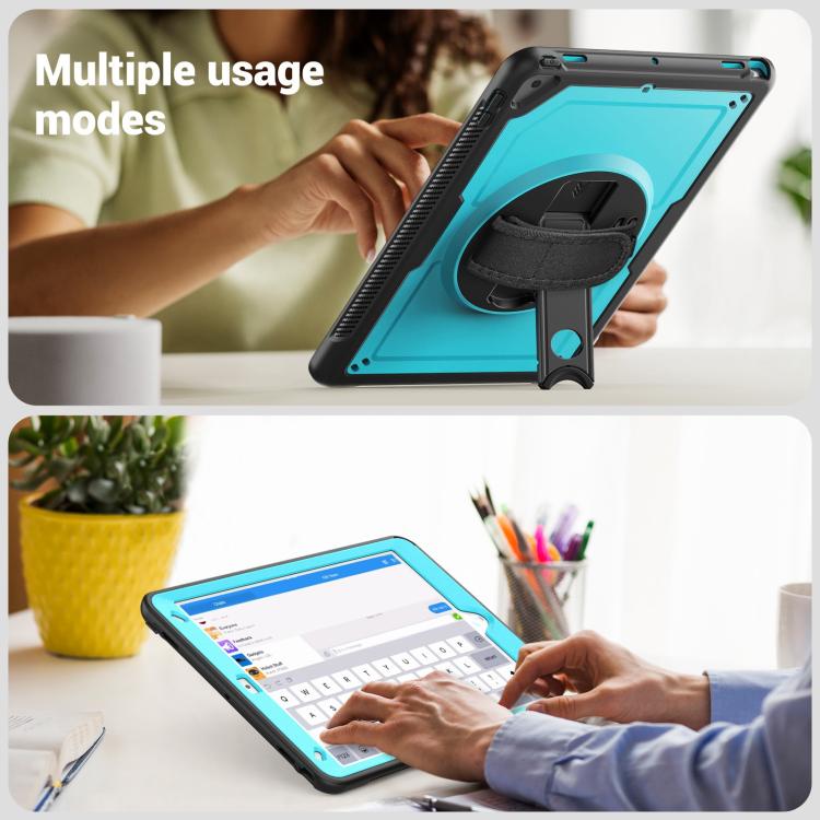 For iPad 10.2 2021 / 2020 / 10.5 2019 Honeycomb Hand Grip Turntable Stand Tablet Case(Light Blue) - iPad 10.2 Cases by buy2fix | Online Shopping UK | buy2fix