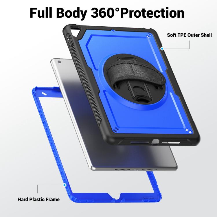 For iPad 10.2 2021 / 2020 / 10.5 2019 Honeycomb Hand Grip Turntable Stand Tablet Case(Dark Blue) - iPad 10.2 Cases by buy2fix | Online Shopping UK | buy2fix