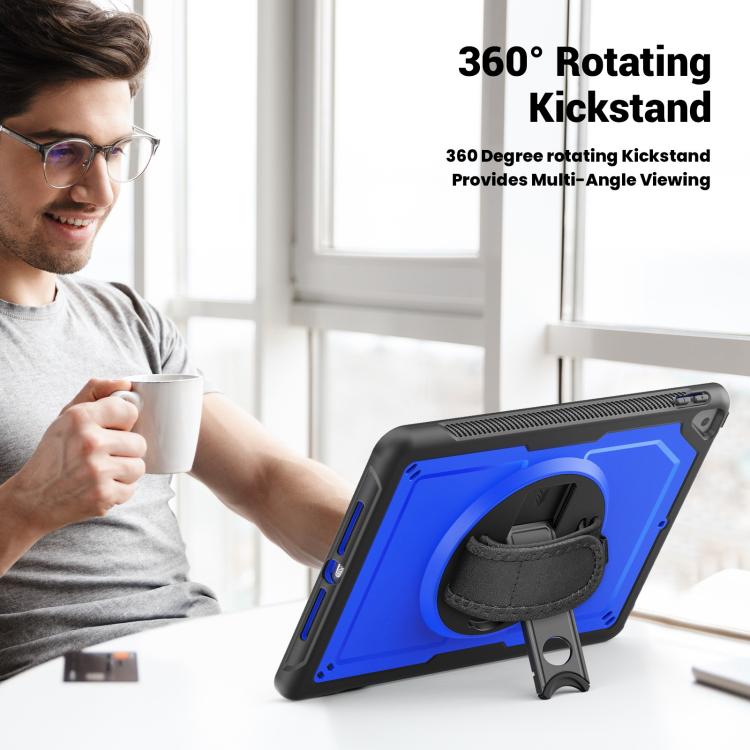 For iPad 10.2 2021 / 2020 / 10.5 2019 Honeycomb Hand Grip Turntable Stand Tablet Case(Dark Blue) - iPad 10.2 Cases by buy2fix | Online Shopping UK | buy2fix