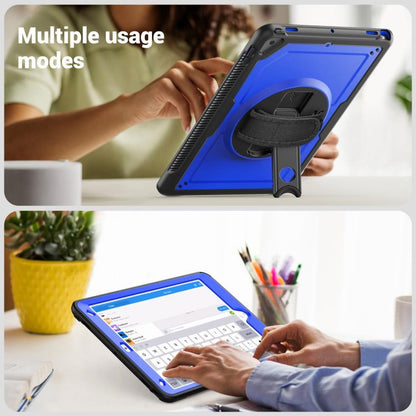 For iPad 10.2 2021 / 2020 / 10.5 2019 Honeycomb Hand Grip Turntable Stand Tablet Case(Dark Blue) - iPad 10.2 Cases by buy2fix | Online Shopping UK | buy2fix