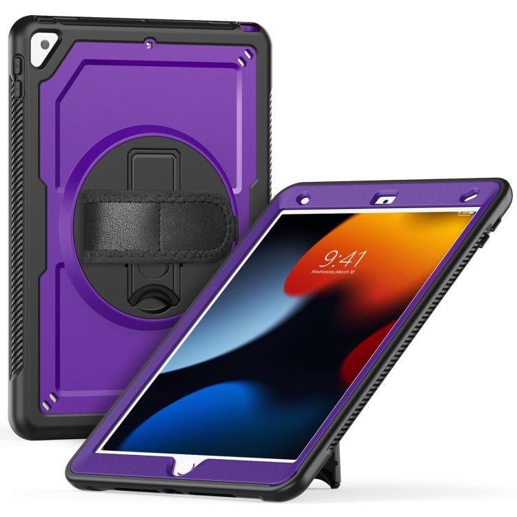 For iPad 10.2 2021 / 2020 / 10.5 2019 Honeycomb Hand Grip Turntable Stand Tablet Case(Purple) - iPad 10.2 Cases by buy2fix | Online Shopping UK | buy2fix