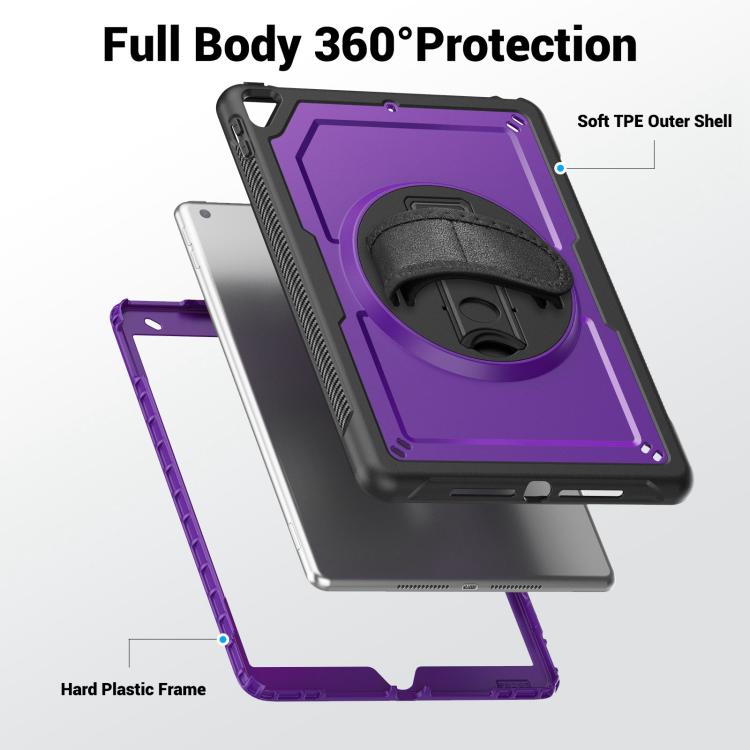 For iPad 10.2 2021 / 2020 / 10.5 2019 Honeycomb Hand Grip Turntable Stand Tablet Case(Purple) - iPad 10.2 Cases by buy2fix | Online Shopping UK | buy2fix