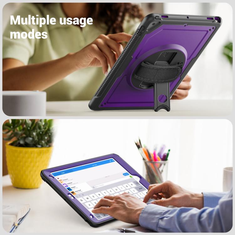 For iPad 10.2 2021 / 2020 / 10.5 2019 Honeycomb Hand Grip Turntable Stand Tablet Case(Purple) - iPad 10.2 Cases by buy2fix | Online Shopping UK | buy2fix