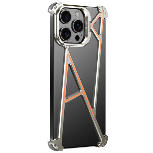 For iPhone 15 Pro Four Corner Shockproof Lens Bracket Hollow Metal Phone Case(Titanium) - iPhone 15 Pro Cases by buy2fix | Online Shopping UK | buy2fix