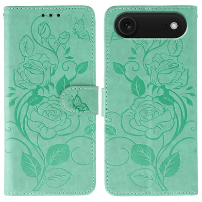 For iPhone Air Rose Butterfly Embossed Leather Phone Case(Green) - iPhone Air Cases by buy2fix | Online Shopping UK | buy2fix