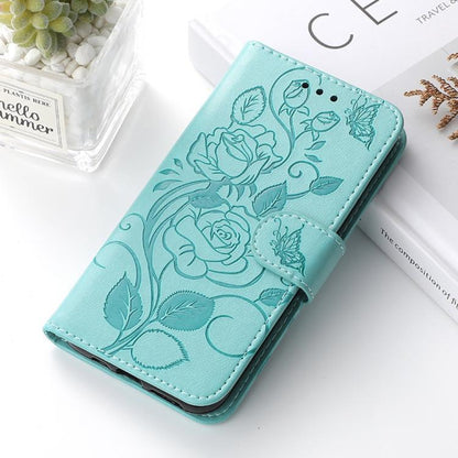 For iPhone Air Rose Butterfly Embossed Leather Phone Case(Green) - iPhone Air Cases by buy2fix | Online Shopping UK | buy2fix