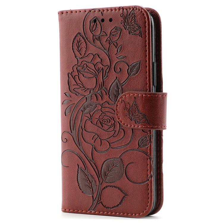 For iPhone Air Rose Butterfly Embossed Leather Phone Case(Brown) - iPhone Air Cases by buy2fix | Online Shopping UK | buy2fix