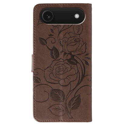 For iPhone Air Rose Butterfly Embossed Leather Phone Case(Brown) - iPhone Air Cases by buy2fix | Online Shopping UK | buy2fix