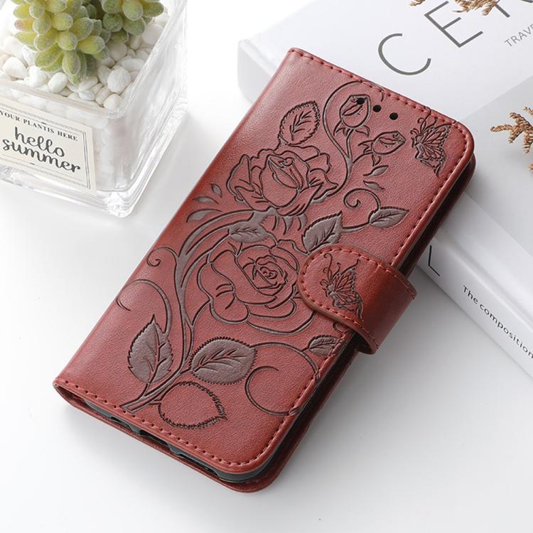 For iPhone Air Rose Butterfly Embossed Leather Phone Case(Brown) - iPhone Air Cases by buy2fix | Online Shopping UK | buy2fix