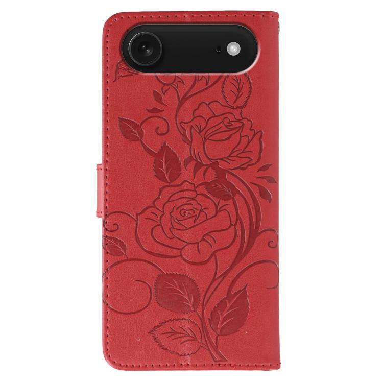 For iPhone Air Rose Butterfly Embossed Leather Phone Case(Red) - iPhone Air Cases by buy2fix | Online Shopping UK | buy2fix