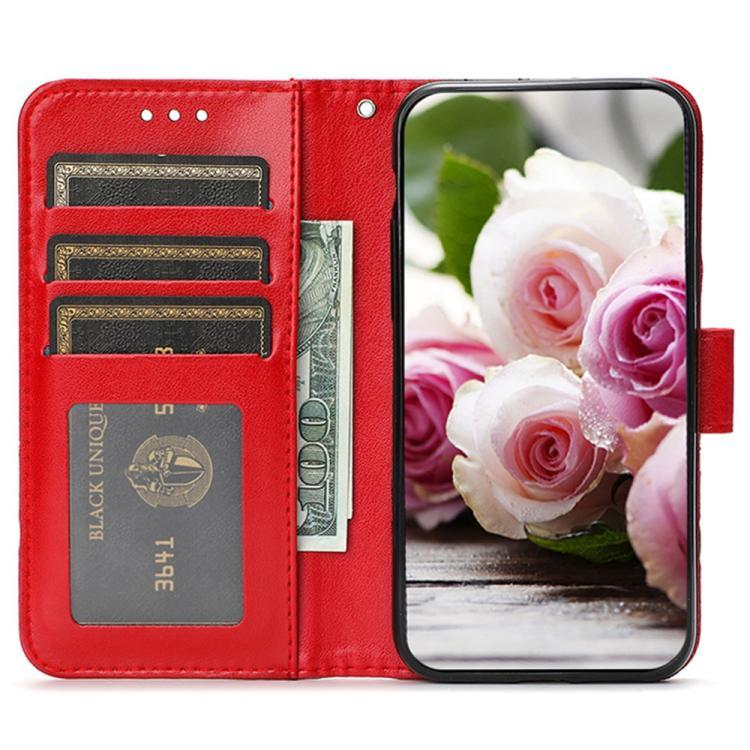 For iPhone Air Rose Butterfly Embossed Leather Phone Case(Red) - iPhone Air Cases by buy2fix | Online Shopping UK | buy2fix