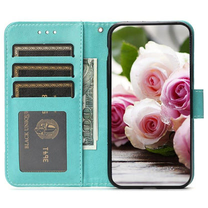 For Google Pixel 10 Pro XL Rose Butterfly Embossed Leather Phone Case(Green) - Google Cases by buy2fix | Online Shopping UK | buy2fix