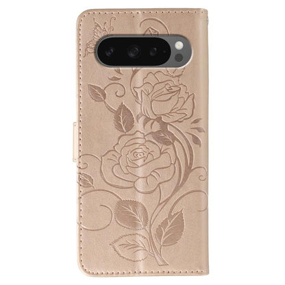 For Google Pixel 10 Pro XL Rose Butterfly Embossed Leather Phone Case(Rose Gold) - Google Cases by buy2fix | Online Shopping UK | buy2fix