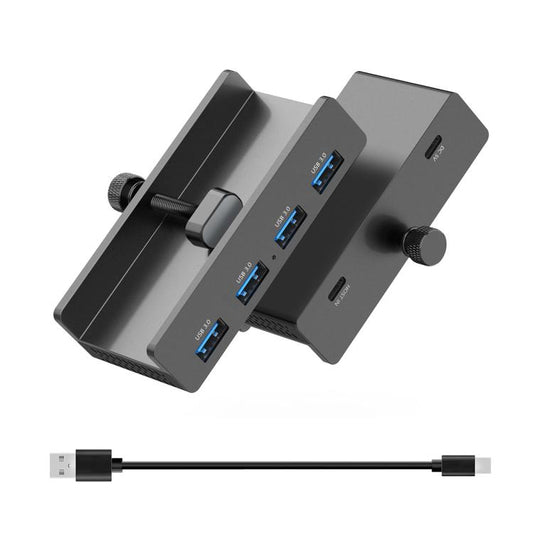 HCL-4A-Pro Aluminum Alloy 4-port USB3.0 Clamp Hub(Black) - USB 3.0 HUB by buy2fix | Online Shopping UK | buy2fix