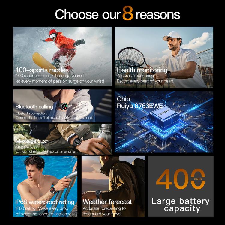 AK61 BT Call Smart Watch, Support Blood Pressure / Heart Rate / Sports Health Monitoring Fitness Tracker(Black Steel) - Smart Watches by buy2fix | Online Shopping UK | buy2fix