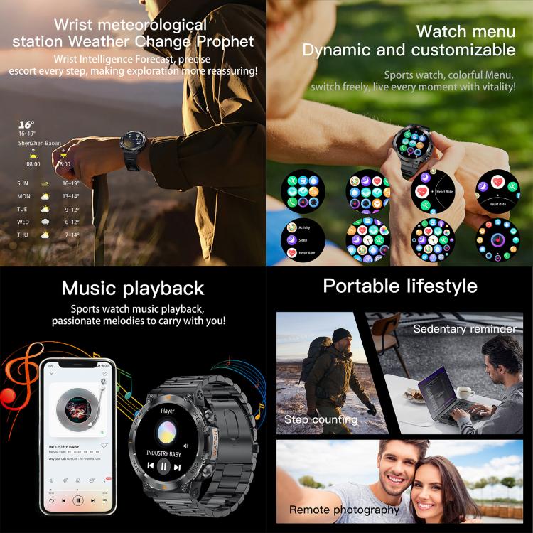 AK61 BT Call Smart Watch, Support Blood Pressure / Heart Rate / Sports Health Monitoring Fitness Tracker(Black Silicone) - Smart Watches by buy2fix | Online Shopping UK | buy2fix