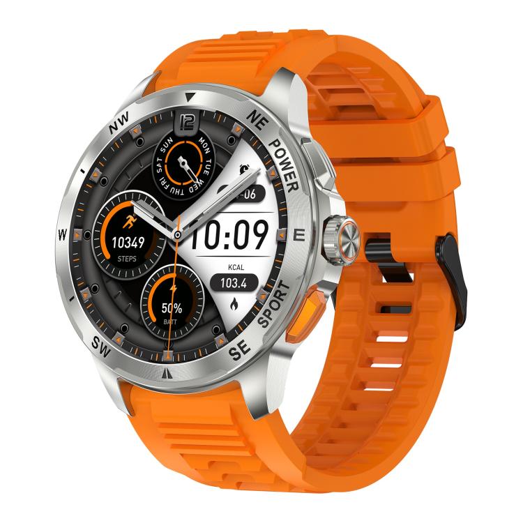 AK77 BT Call Smart Watch, Support Blood Oxygen / Blood Pressure / Heart Rate / Sports Health Monitoring Fitness Tracker(Orange Silicone) - Smart Watches by buy2fix | Online Shopping UK | buy2fix