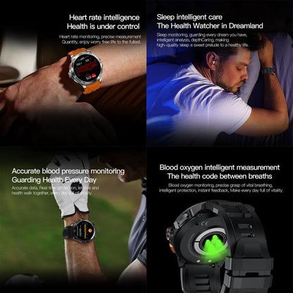 AK77 BT Call Smart Watch, Support Blood Oxygen / Blood Pressure / Heart Rate / Sports Health Monitoring Fitness Tracker(Orange Silicone) - Smart Watches by buy2fix | Online Shopping UK | buy2fix